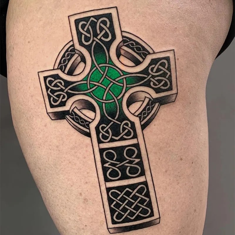 Celtic Cross with Knot Detailing Tattoo Design