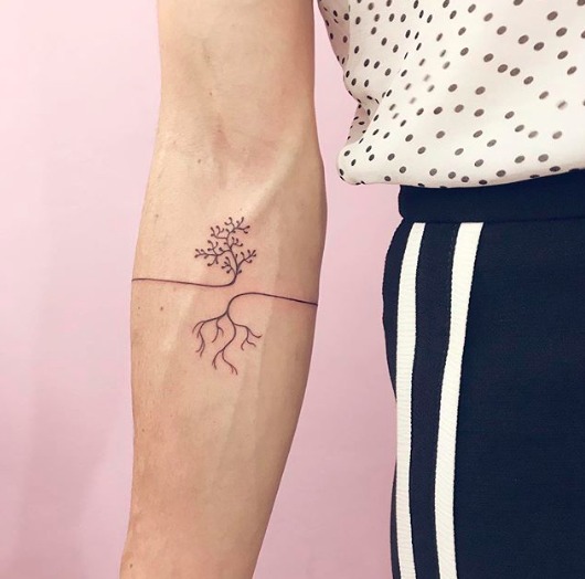 Minimalist Tree Tattoo with Roots Tattoo Design