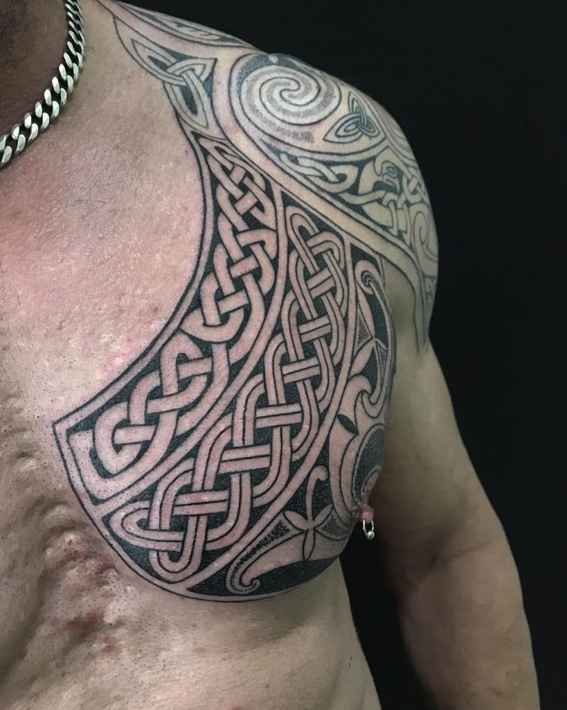 Traditional Celtic Chest Piece Tattoo Design