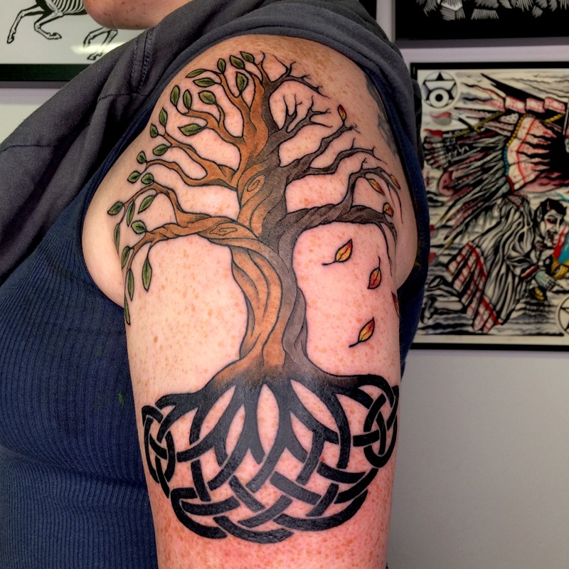 Tree of Life with Celtic Knot Roots Tattoo Design