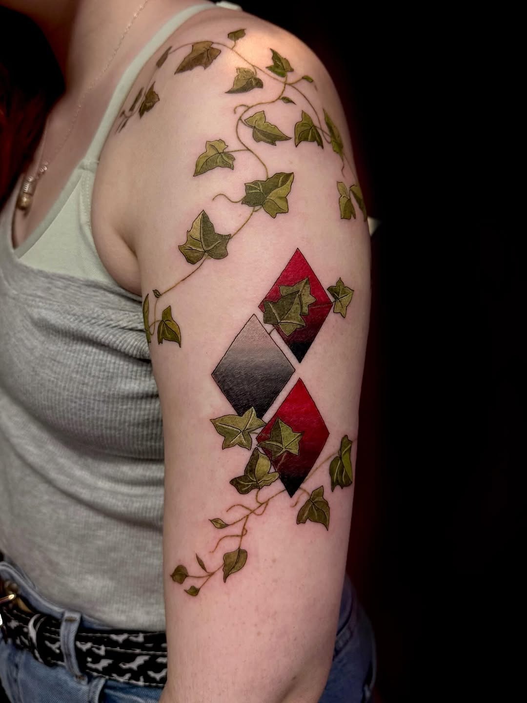 Elegant Ivy and Diamond Tattoo Design Tattoo Design