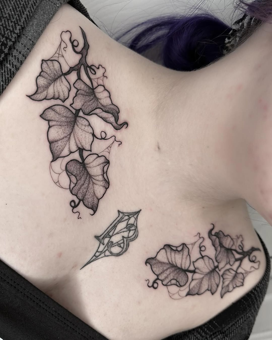 Elegant Ivy Tattoos with Intricate Shading Tattoo Design
