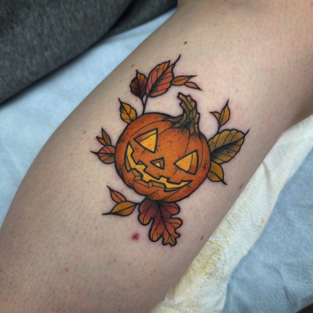 Autumn Leaves Jack O' Lantern Tattoo Tattoo Design