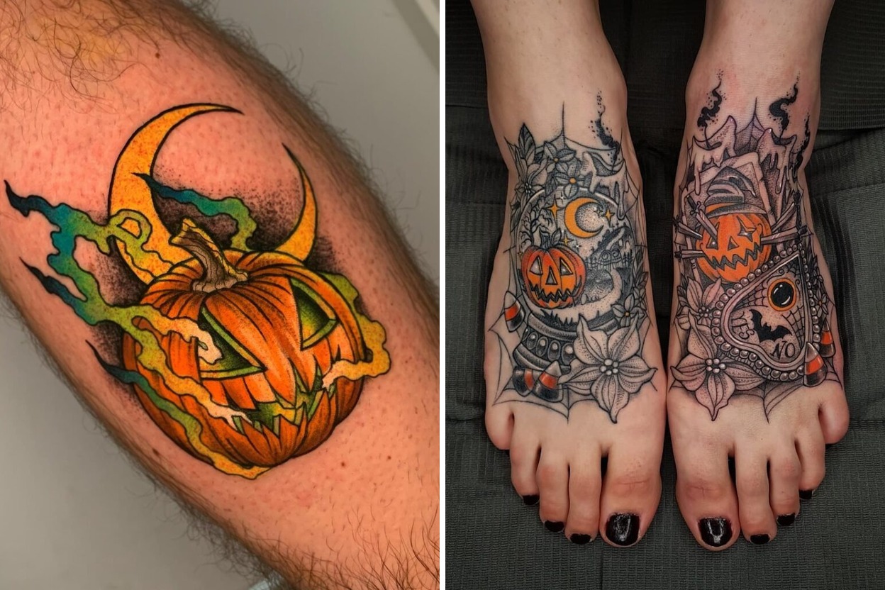 50+ Jack O' Lantern Tattoo Ideas That Celebrate Halloween Spirit Featured Lookbook Collage