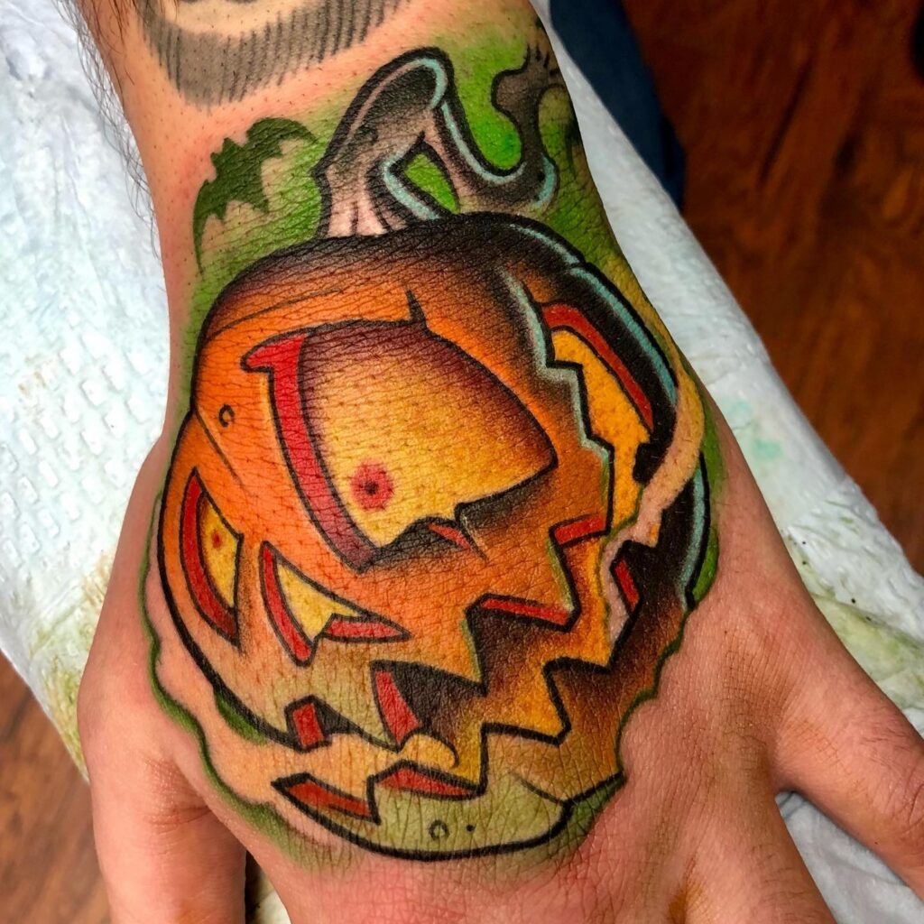 Fierce Jack O' Lantern Hand Tattoo Tattoo Design