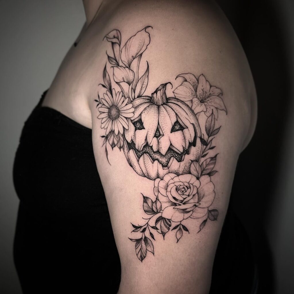 Floral Jack O' Lantern Tattoo Tattoo Design