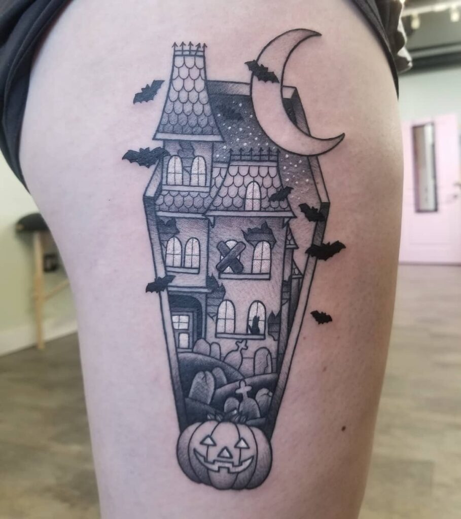 Haunted House Jack O' Lantern Tattoo Tattoo Design
