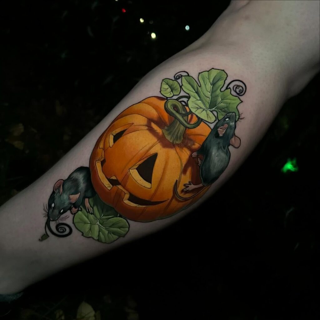 Jack O' Lantern with Rats Tattoo Tattoo Design