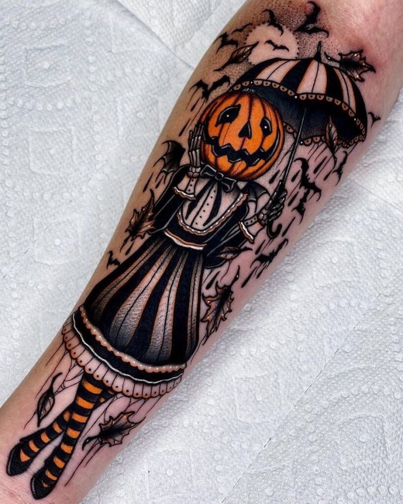 Pumpkin-Headed Lady Tattoo Tattoo Design