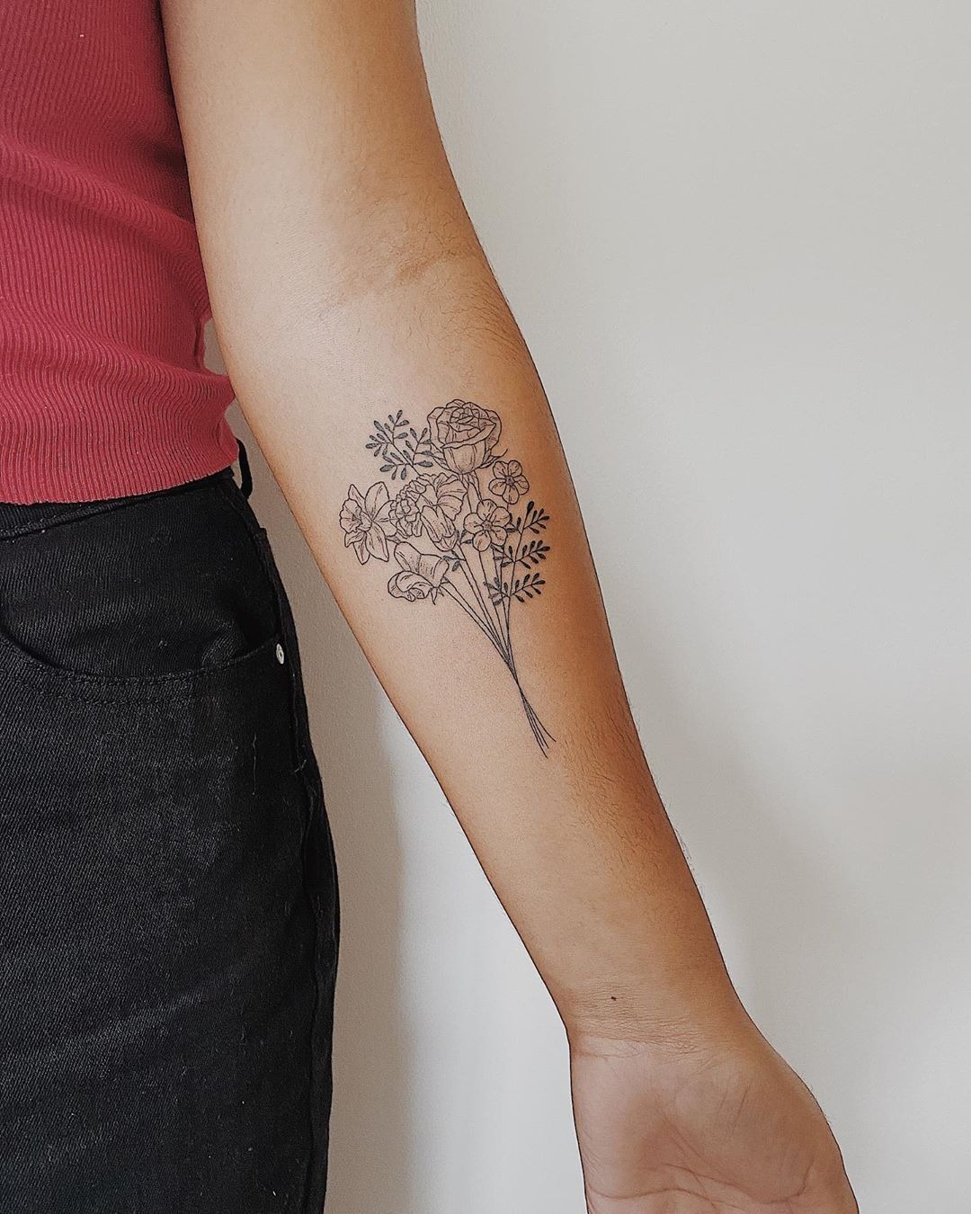 Carnation and Chrysanthemum Mix Tattoo Design