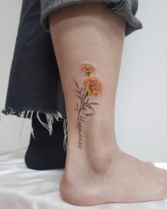 Carnation and Crescent Moon Tattoo Tattoo Design