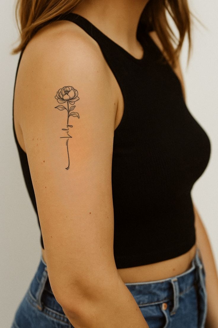 Carnation and Lavender Bouquet Tattoo Design