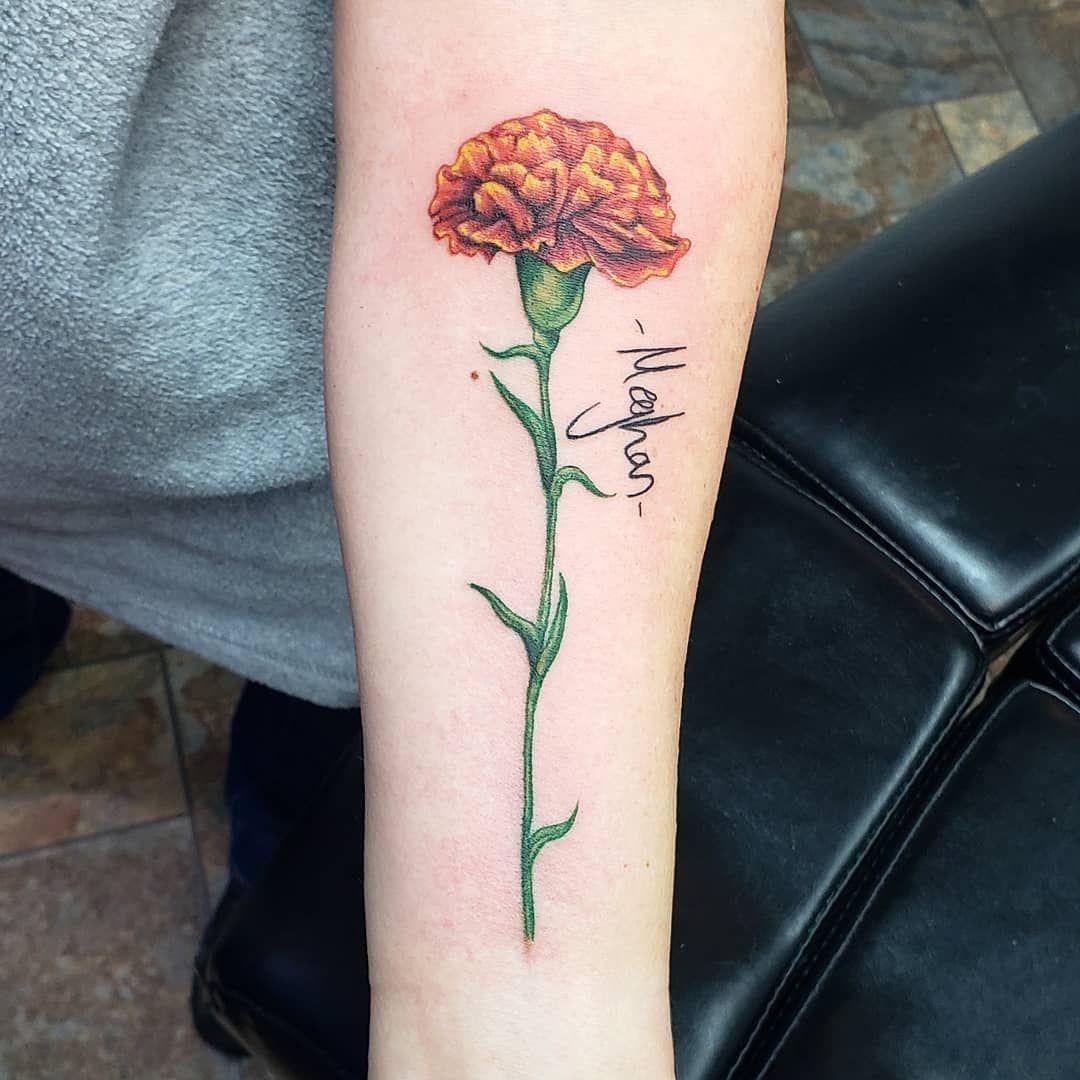 Golden Carnation Happiness Tattoo Tattoo Design