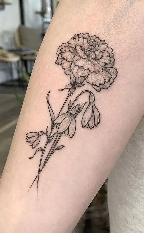 Memorial Tattoo: Carnation and Snowdrop Underneath It Tattoo Design