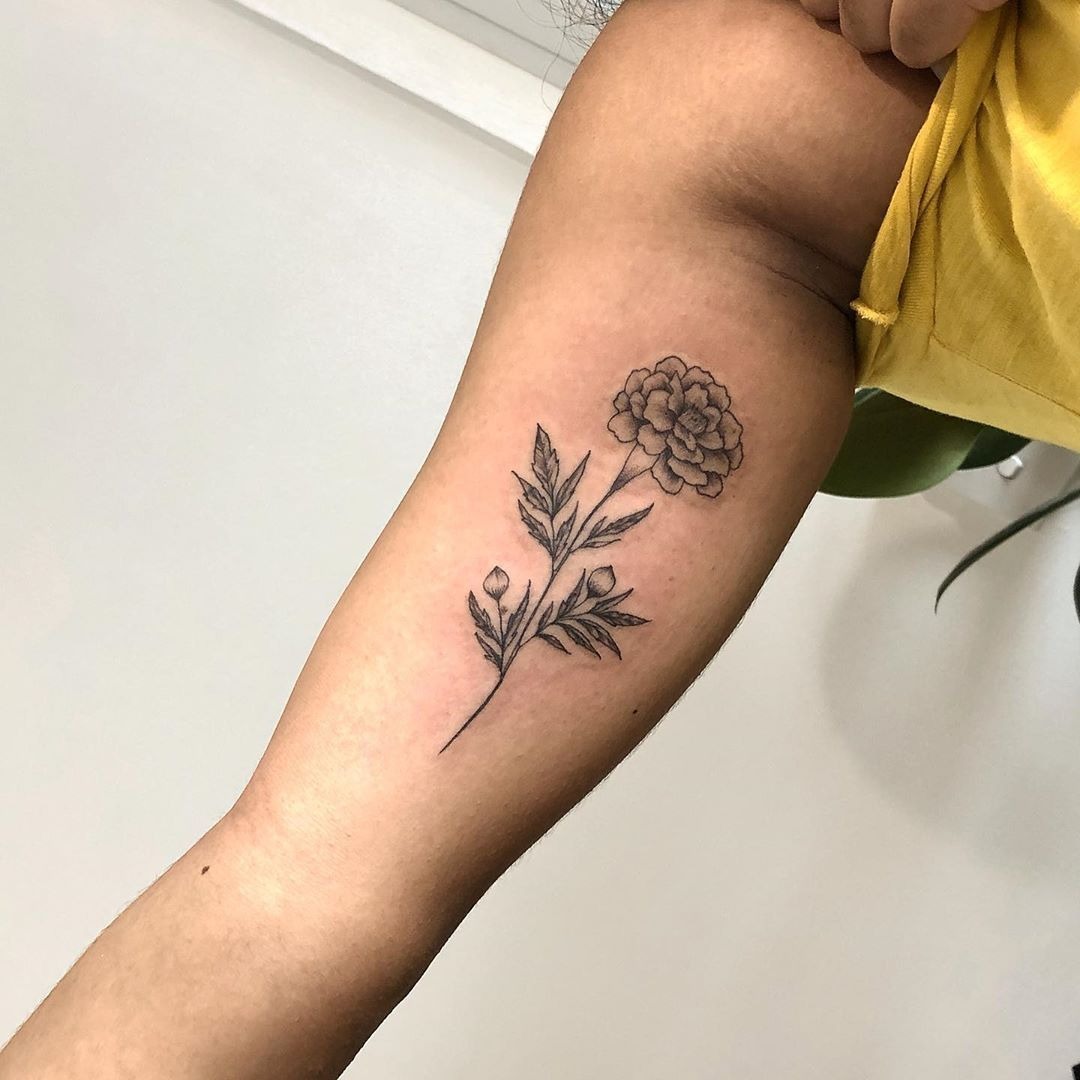 Minimal Carnation Linework Tattoo Tattoo Design