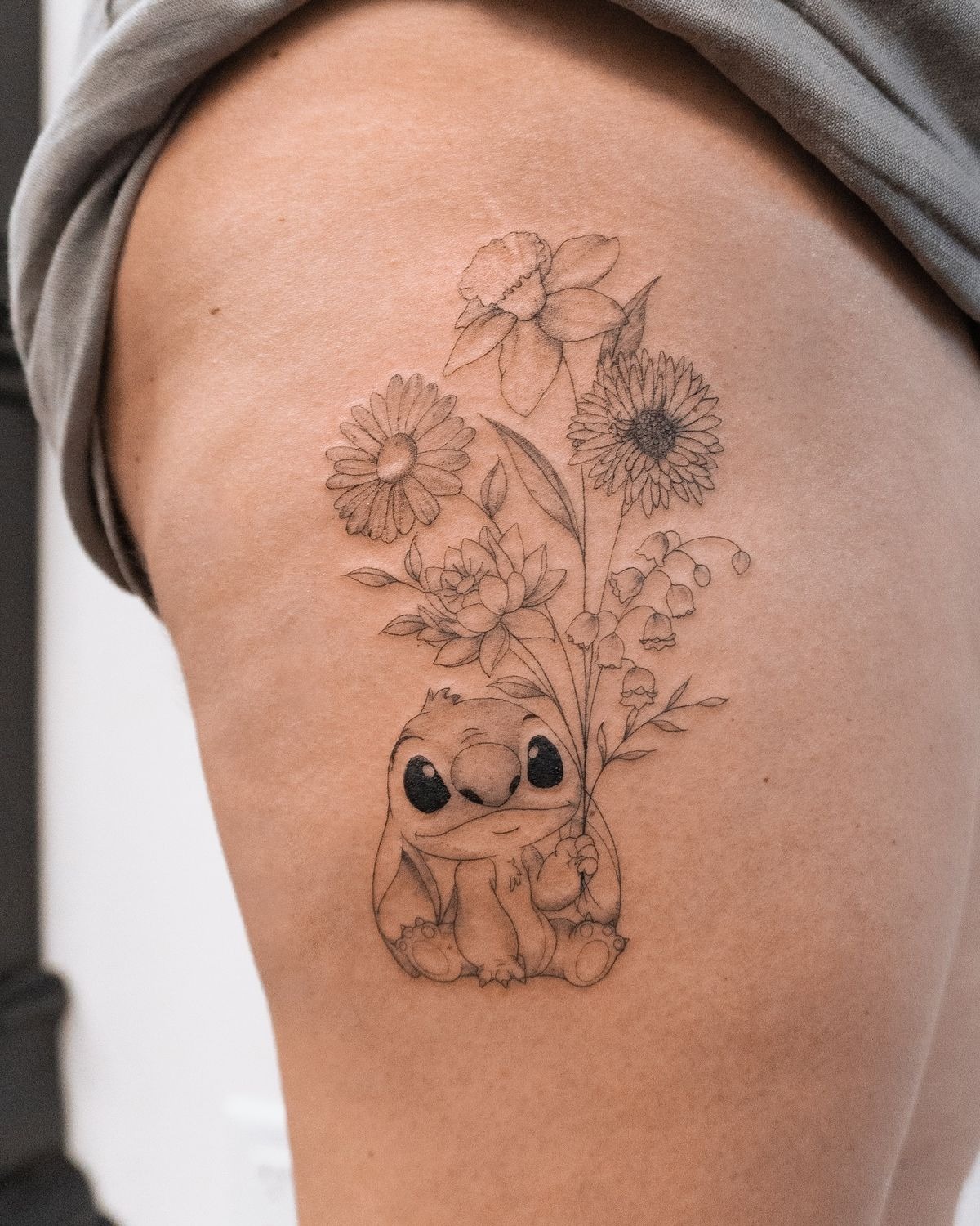 Realistic Carnation with Signature Tattoo Design