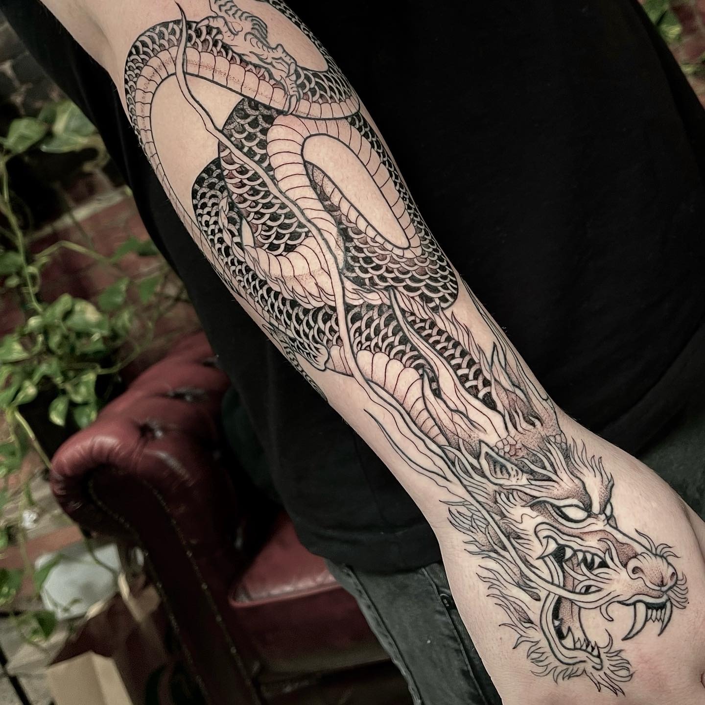 Coiled Japanese Dragon Sleeve Tattoo Tattoo Design