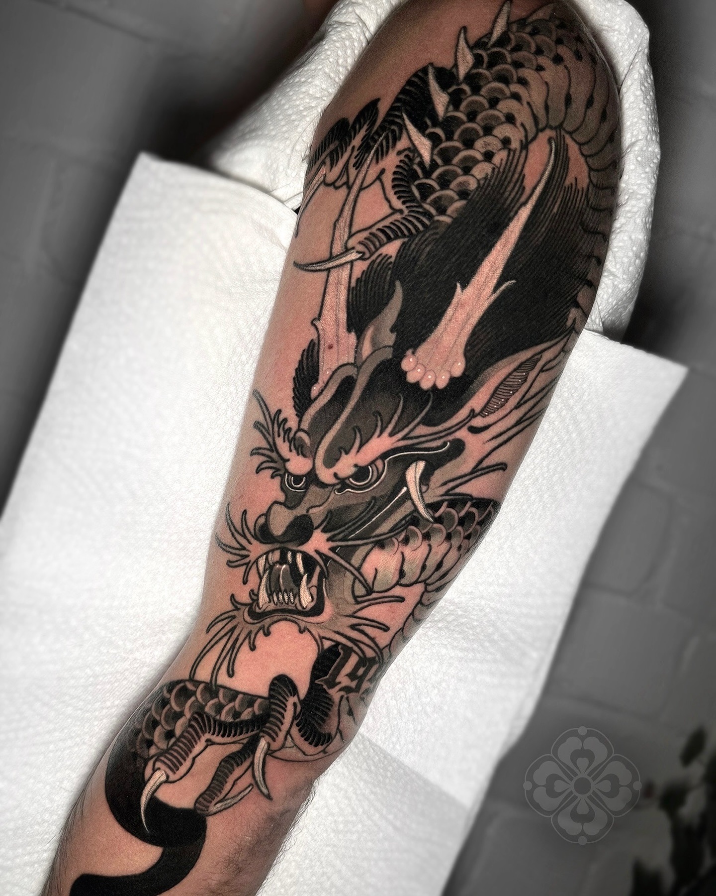 Fierce Japanese Dragon Sleeve Tattoo Tattoo Design