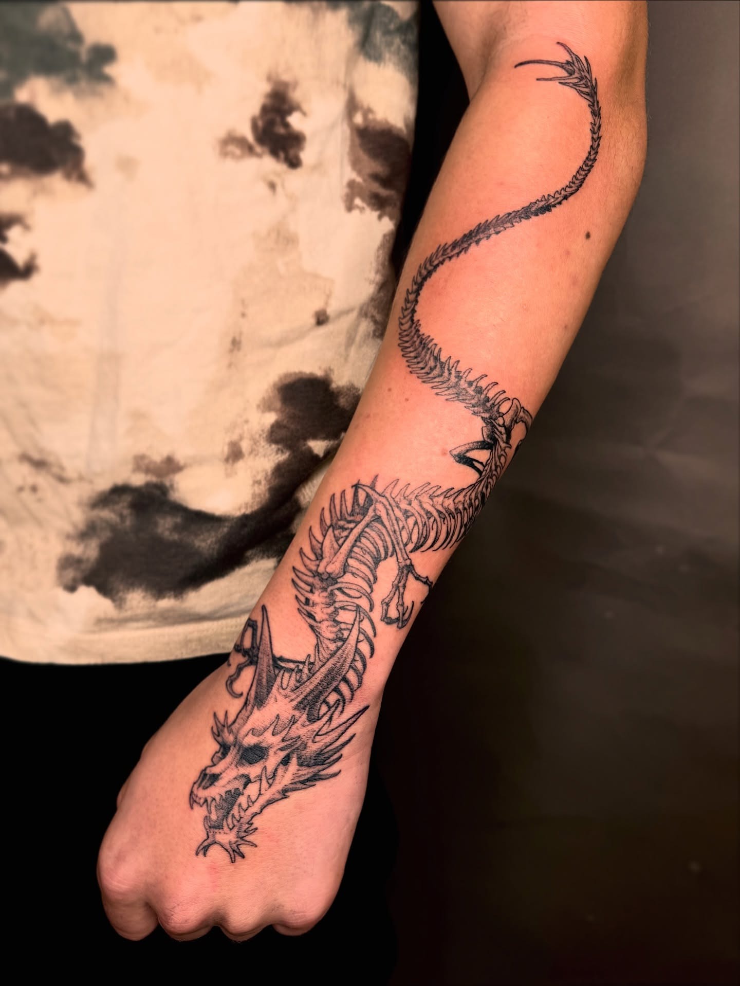 Skeletal Japanese Dragon Tattoo Tattoo Design