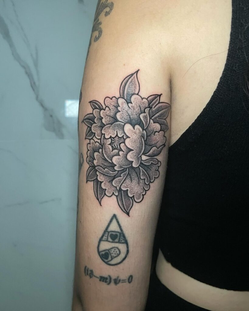 Dotwork Shaded Japanese Peony Tattoo Tattoo Design
