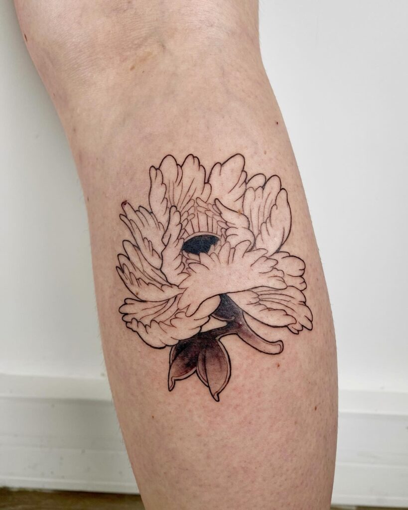 Soft Shaded Peony Bloom Tattoo Tattoo Design