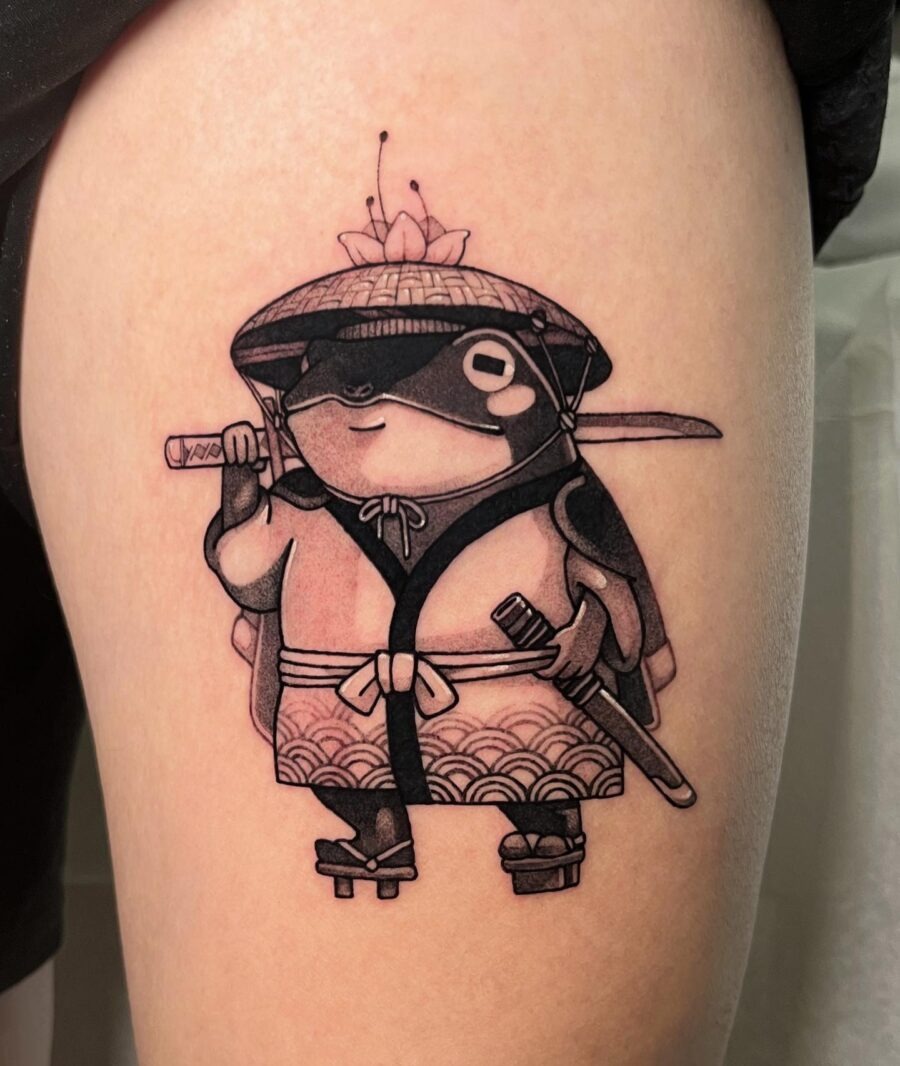 Cute Samurai Frog Tattoo Design Unveiled Tattoo Design