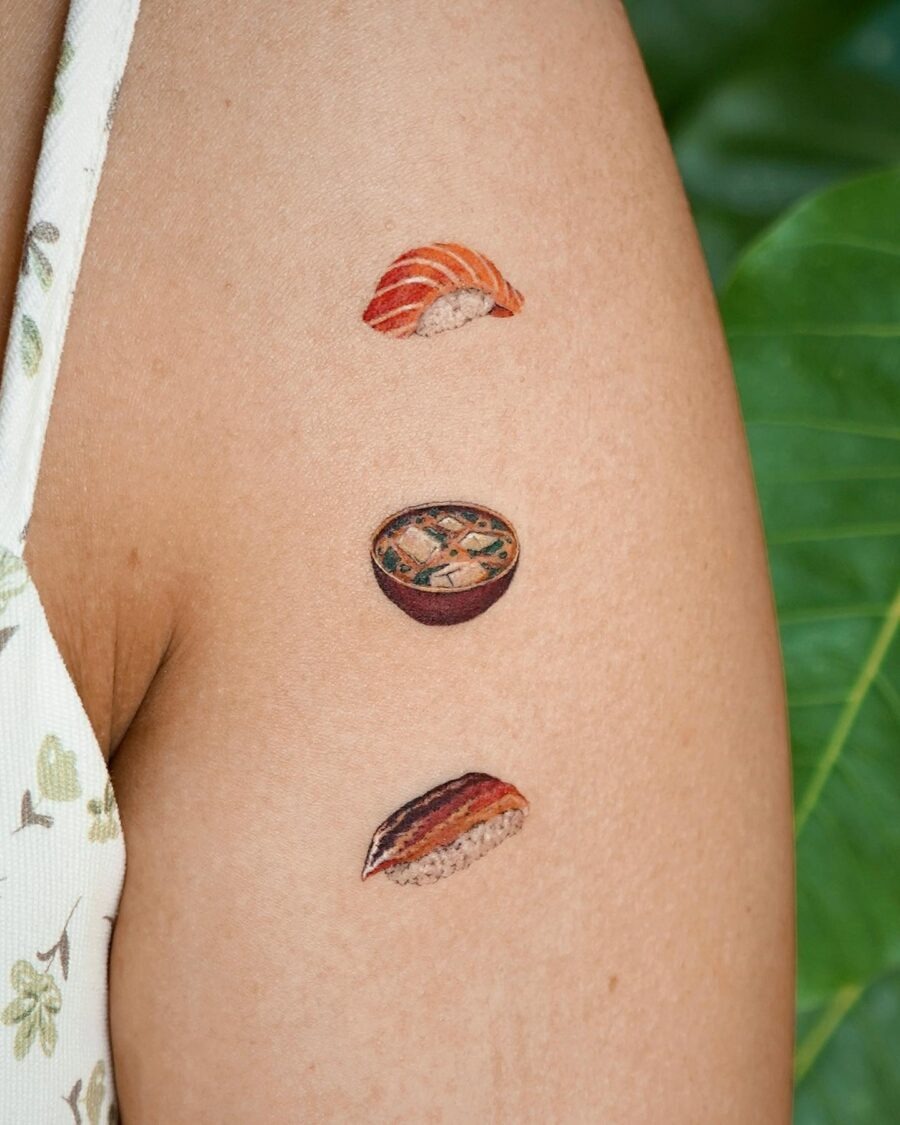 Expressive sushi tattoos reflecting Japanese culinary art Tattoo Design