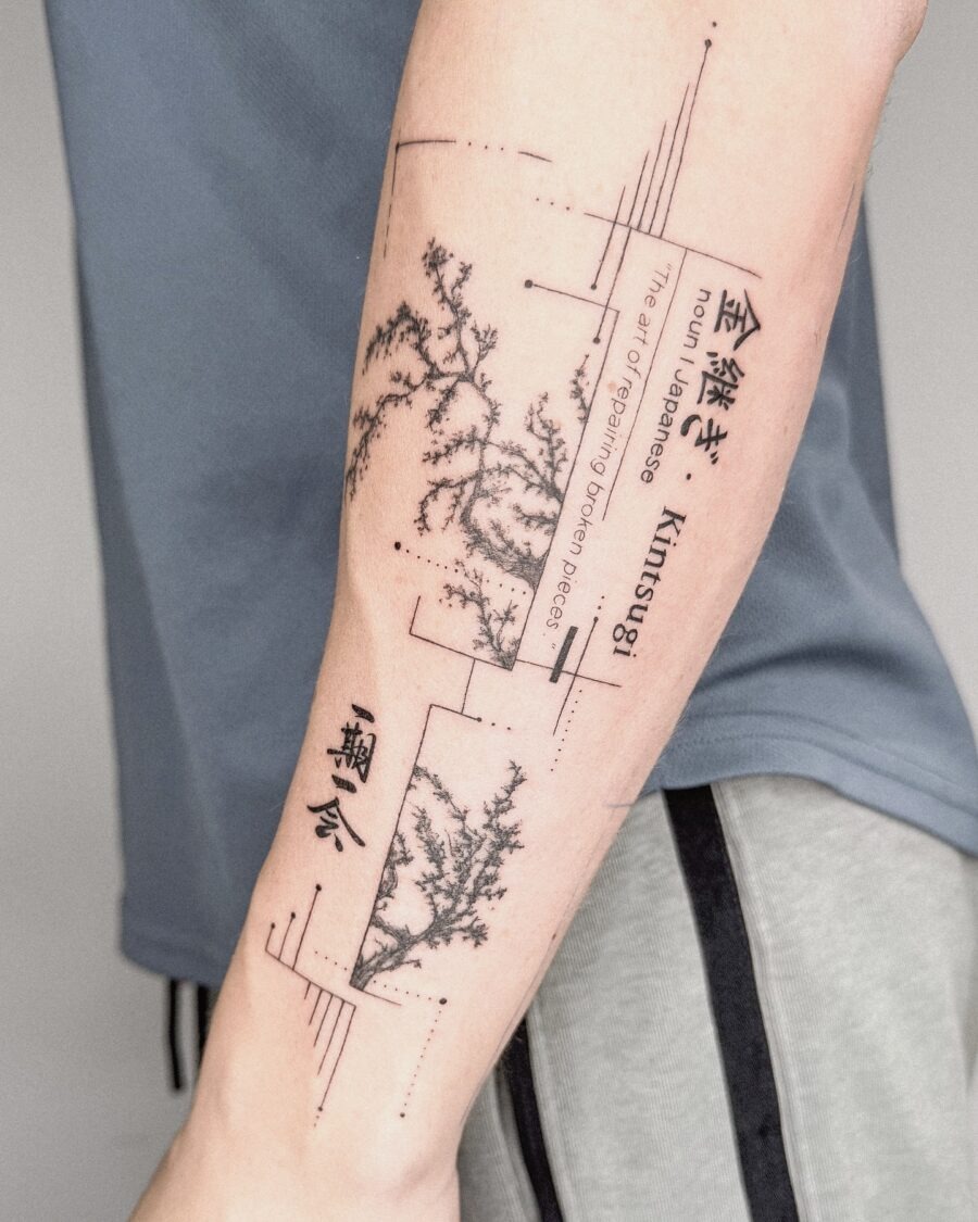 Intricate Kintsugi-Inspired Japanese Tattoo Design Tattoo Design