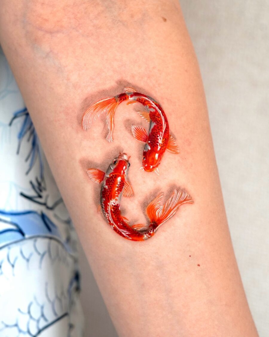 Vibrant koi fish tattoo symbolizing strength and perseverance Tattoo Design