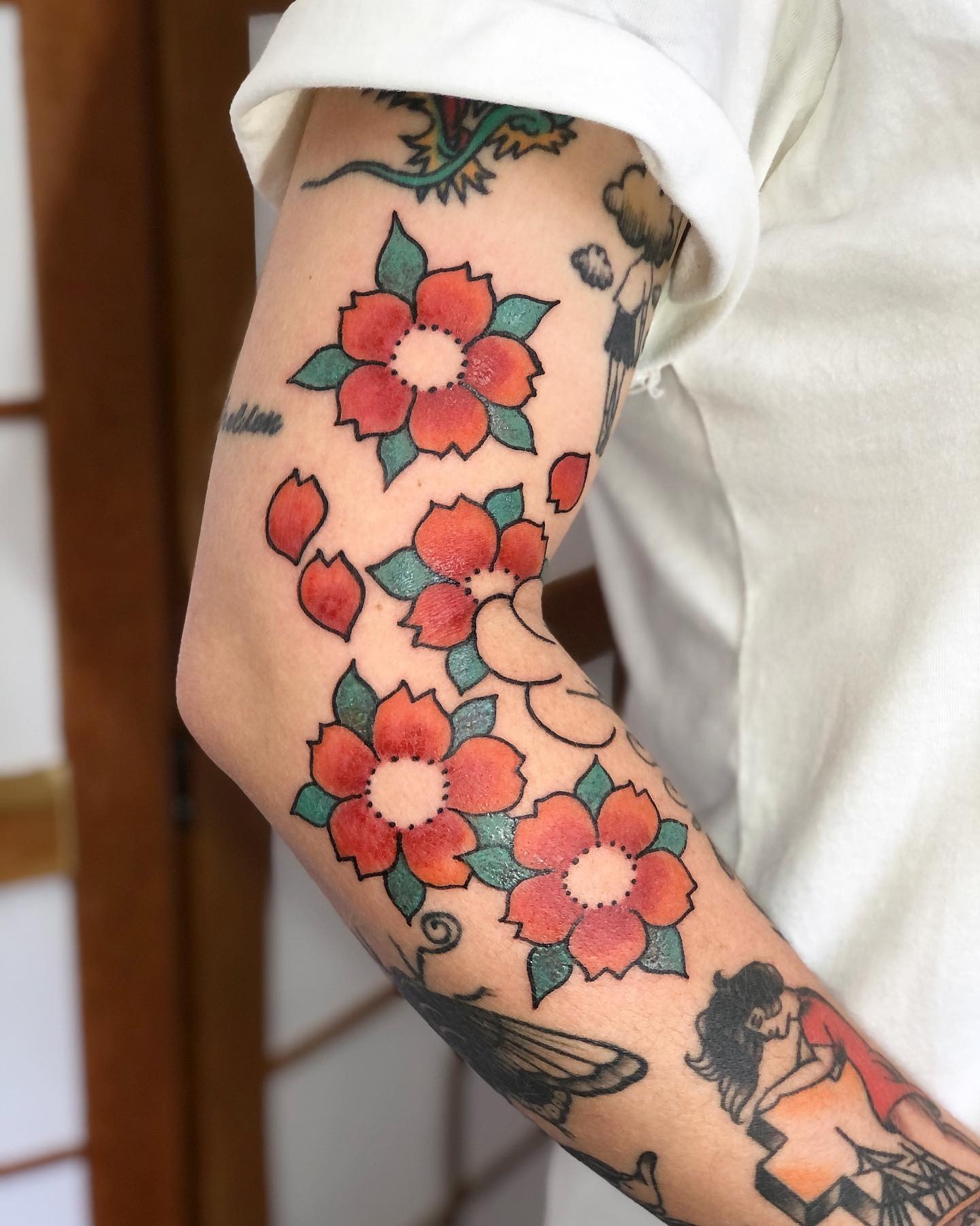 Cherry Blossom Branch Japanese Traditional Tattoo Tattoo Design