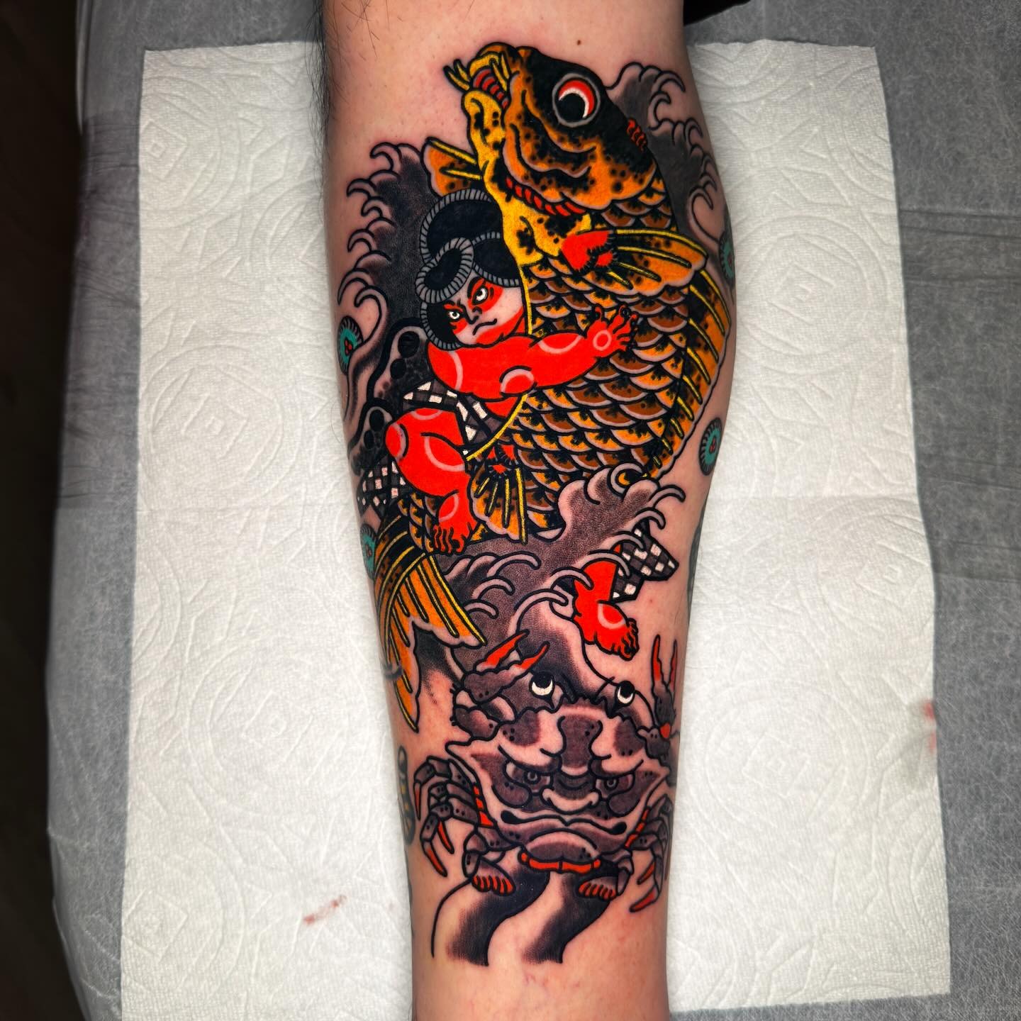 Kintaro and Koi Japanese Traditional Tattoo Tattoo Design