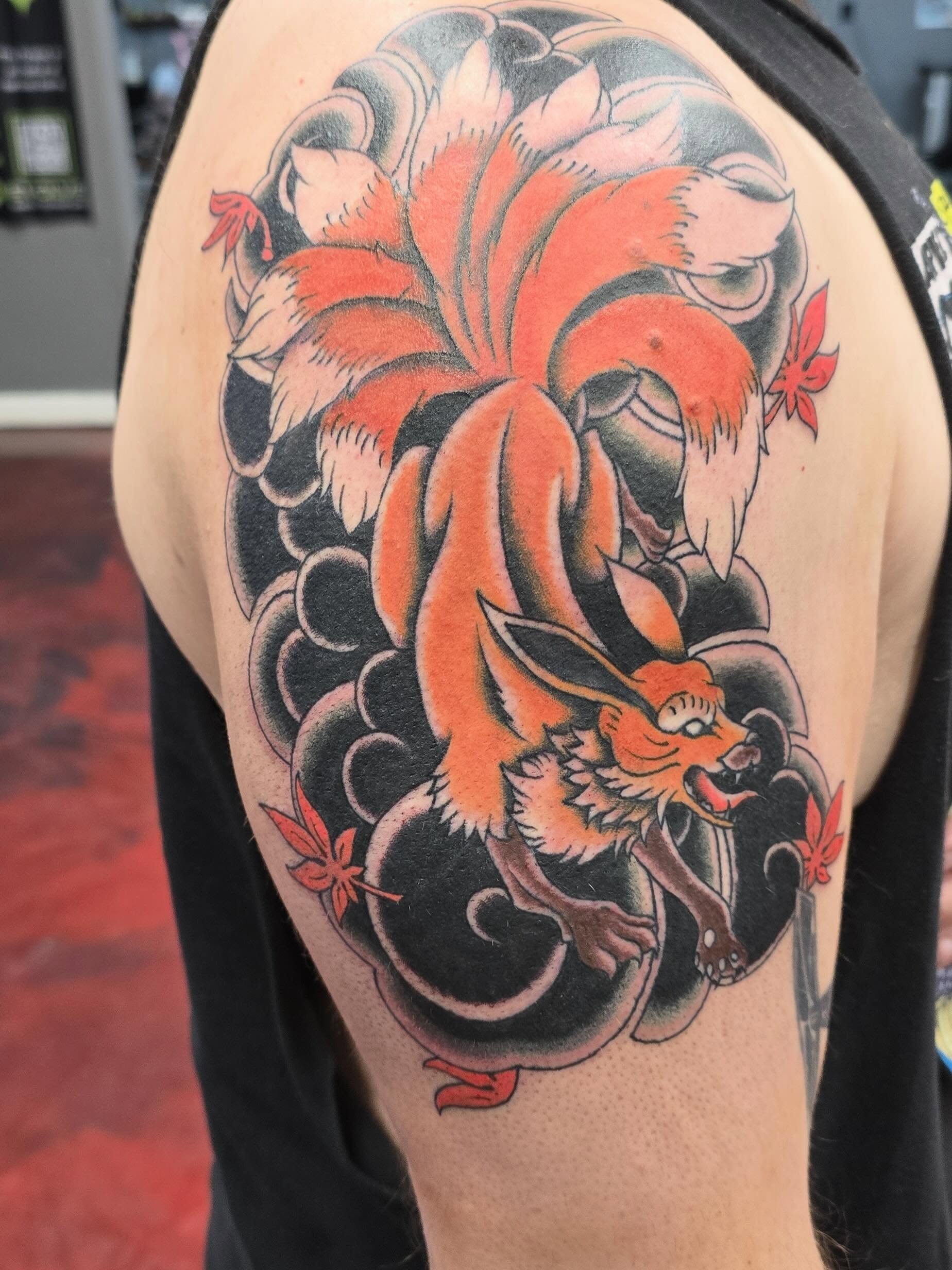 Nine-Tailed Fox Japanese Traditional Tattoo Tattoo Design