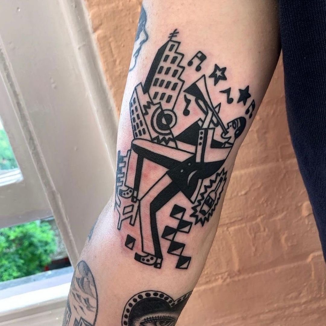 A vibrant tribute to jazz music and lifestyle Tattoo Design