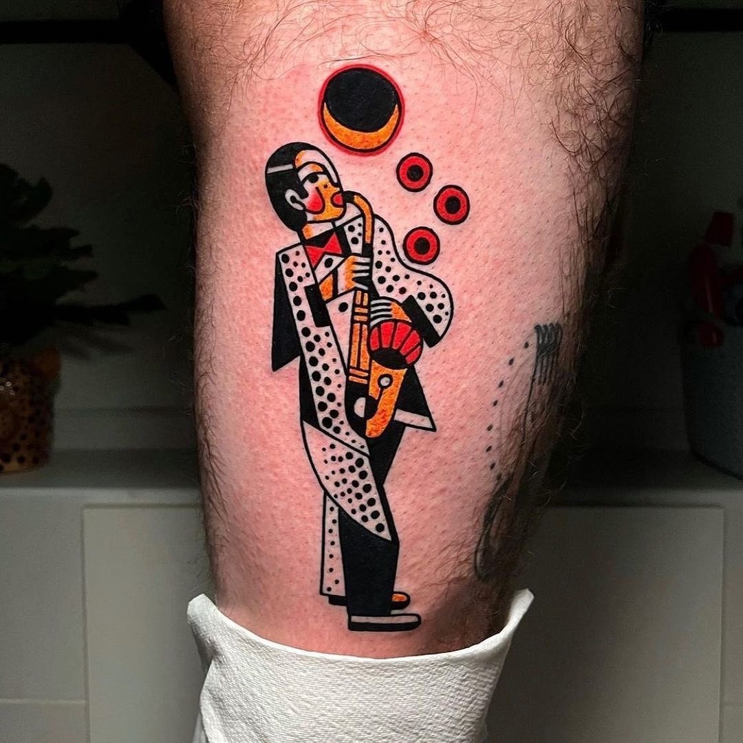 Artistic Jazz Saxophonist Tattoo Design Tattoo Design