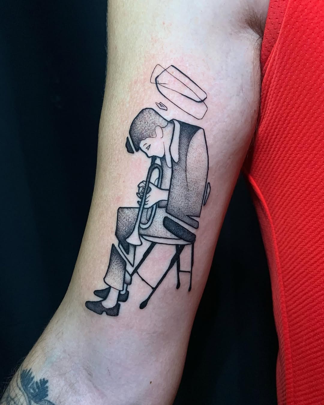 Artistic jazz trumpet player tattoo design Tattoo Design