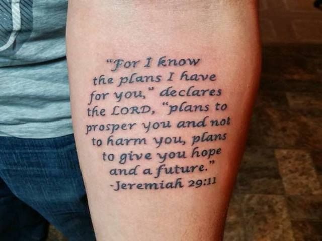 Full Verse Arm Statement Tattoo Design