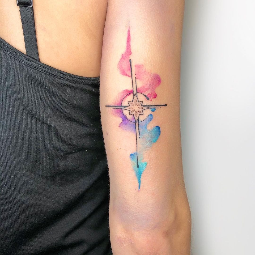 Celtic Cross Tattoos with Artsy Watercolor Design Tattoo Design