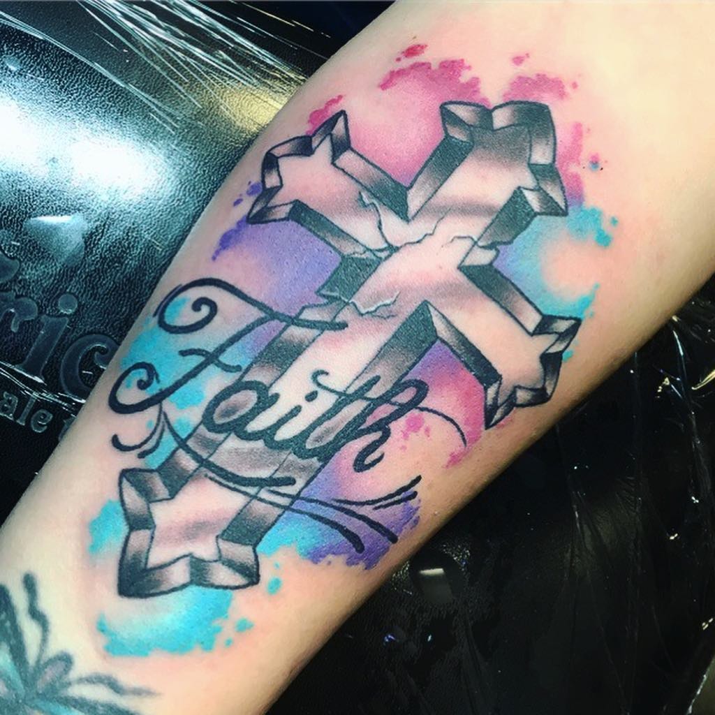 Clouded Faith Cracked Cross Tattoo Tattoo Design