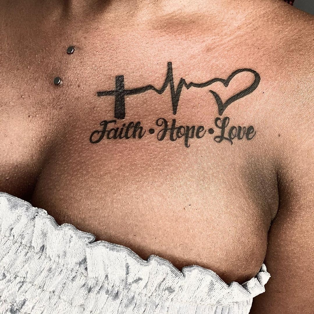 Cross Tattoo Designs: Faith, Hope,Love Tattoowith Cross, Heartbeat, and Heart Tattoo Design
