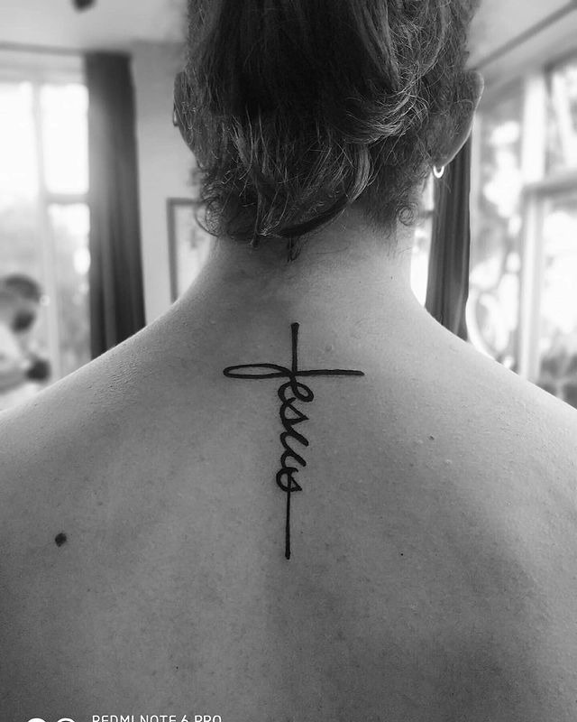 Cross Tattoo Designs: Simple Jesus Word Cross Tattoo Design Tattoo Design