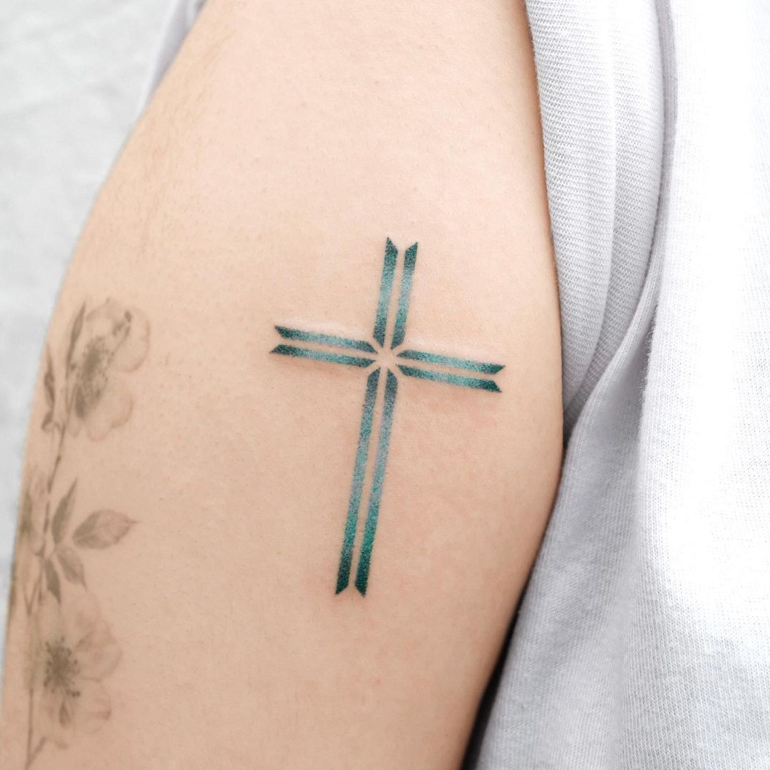 Plain Cross Tattoo with Six Slanted Lines Tattoo Design