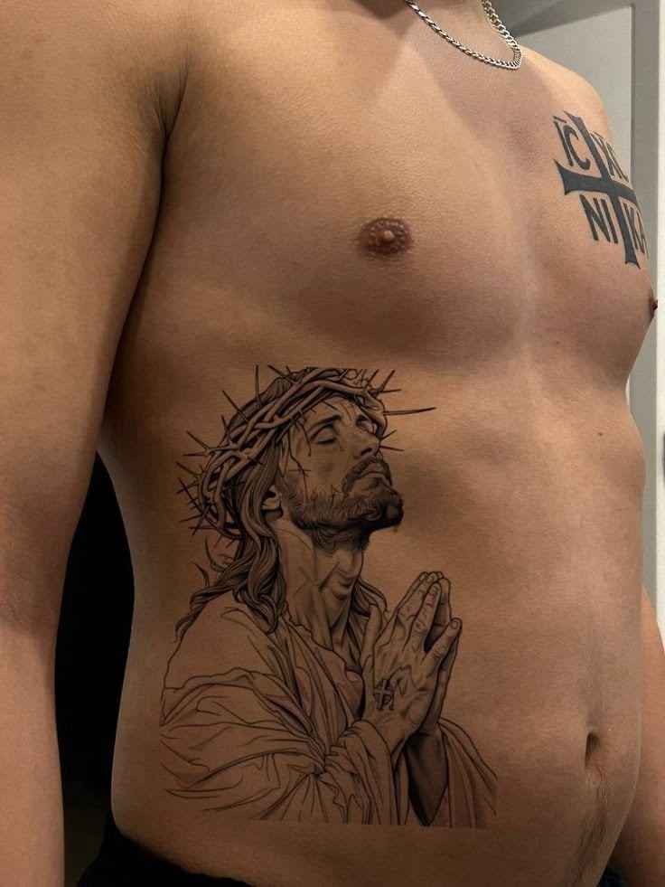 Praying Jesus Side Tattoo Tattoo Design