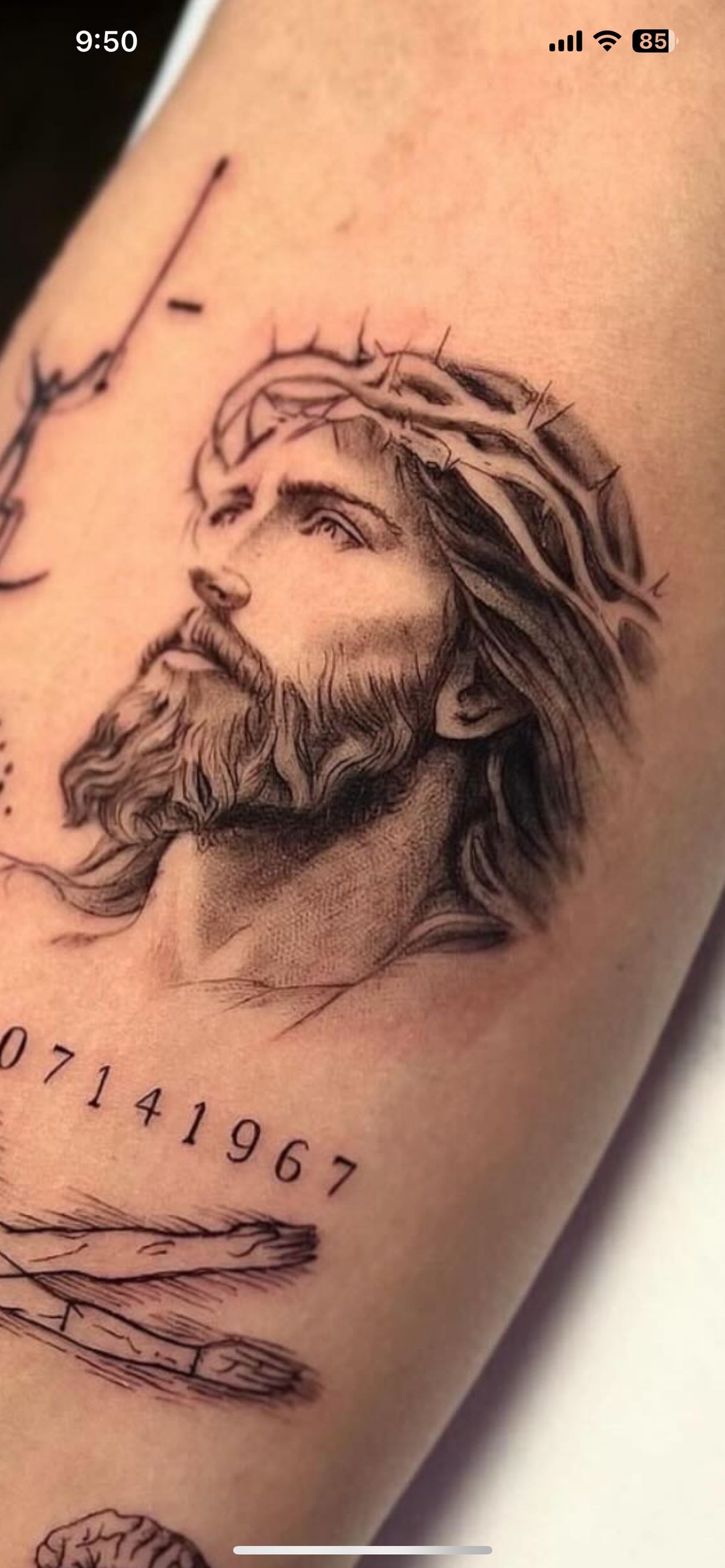Sketch-Style Jesus Crown Portrait Tattoo Design