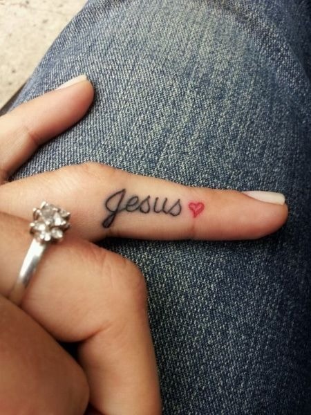 Tiny Jesus Heart Finger Tattoo Tattoo Design