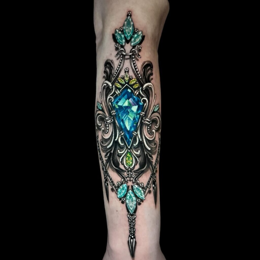 Baroque Blue Crystal Armor Tattoo Tattoo Design