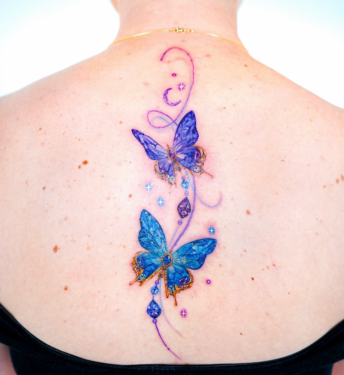 Bejeweled Butterfly Spine Tattoo Tattoo Design