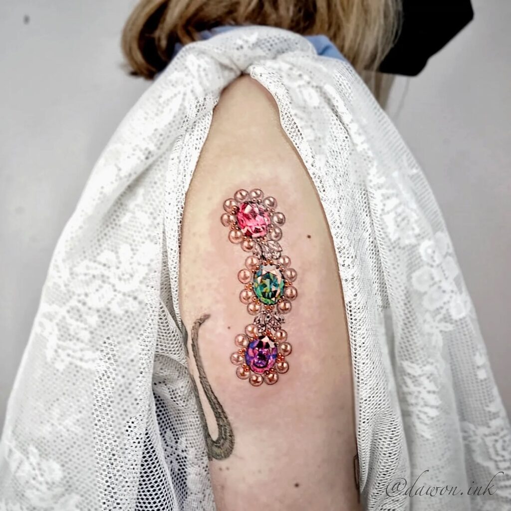Bejeweled Trio Shoulder Tattoo Tattoo Design