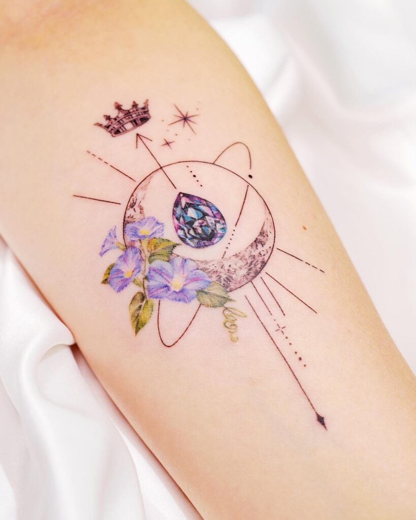 Cosmic Gem and Violet Moon Tattoo Tattoo Design