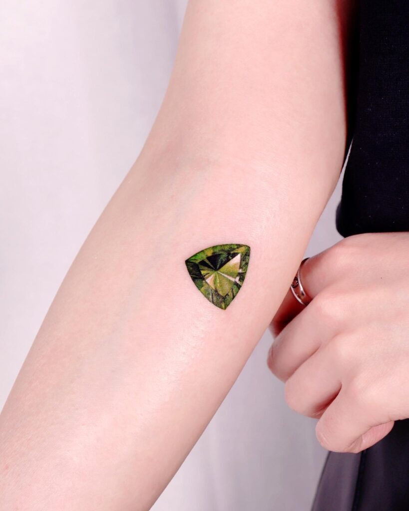 Green Shield-Cut Gem Tattoo Tattoo Design
