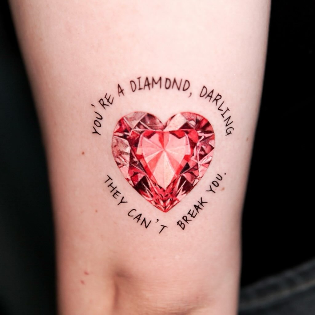 Heart-Cut Diamond Empowerment Tattoo Tattoo Design
